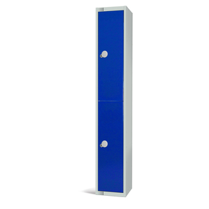 2 Door Steel Locker - Mid Grey & Blue Doors - 300x300x1800mm